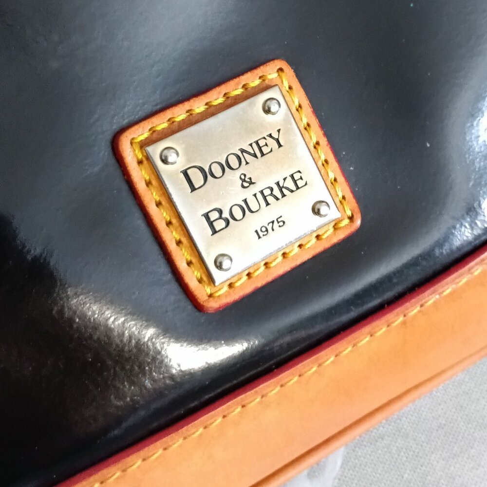 Dooney & Bourke Black and Tan Patent Leather Satchel - Picture 2 of 15